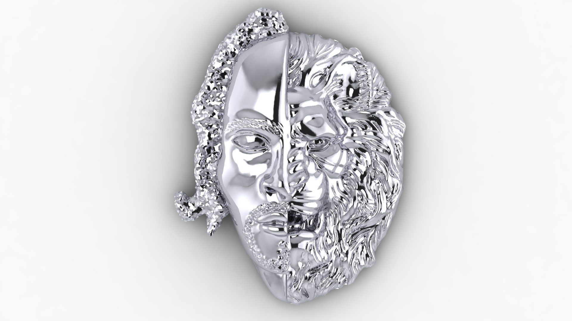  pendant half face and tige 3D print model_2