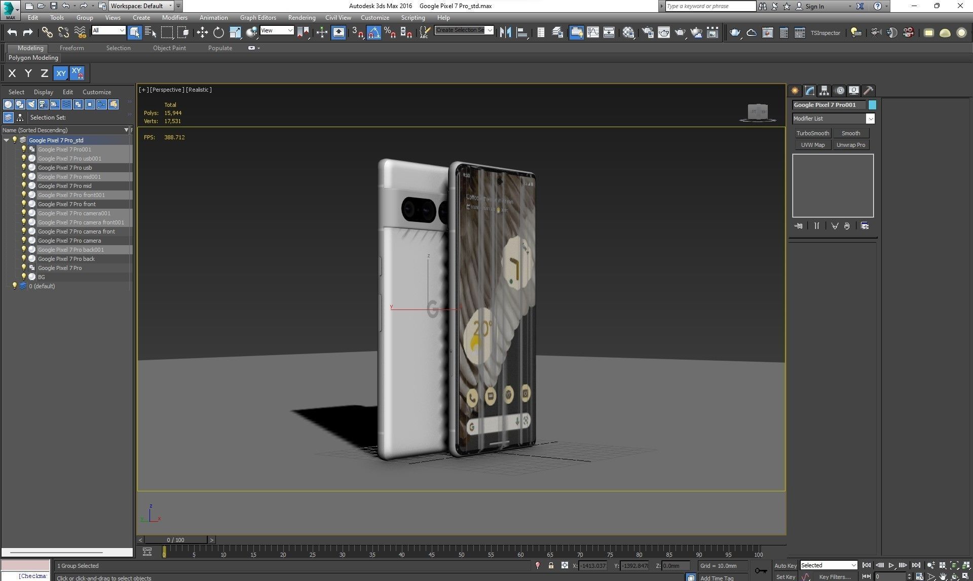 Google Pixel 7 Pro  Low-poly 3D model_29
