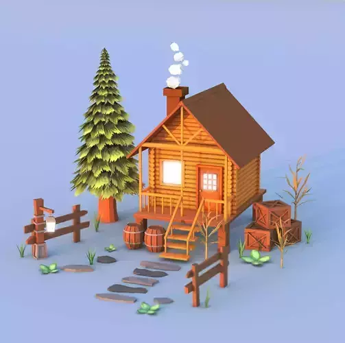 Cartoon low-poly house