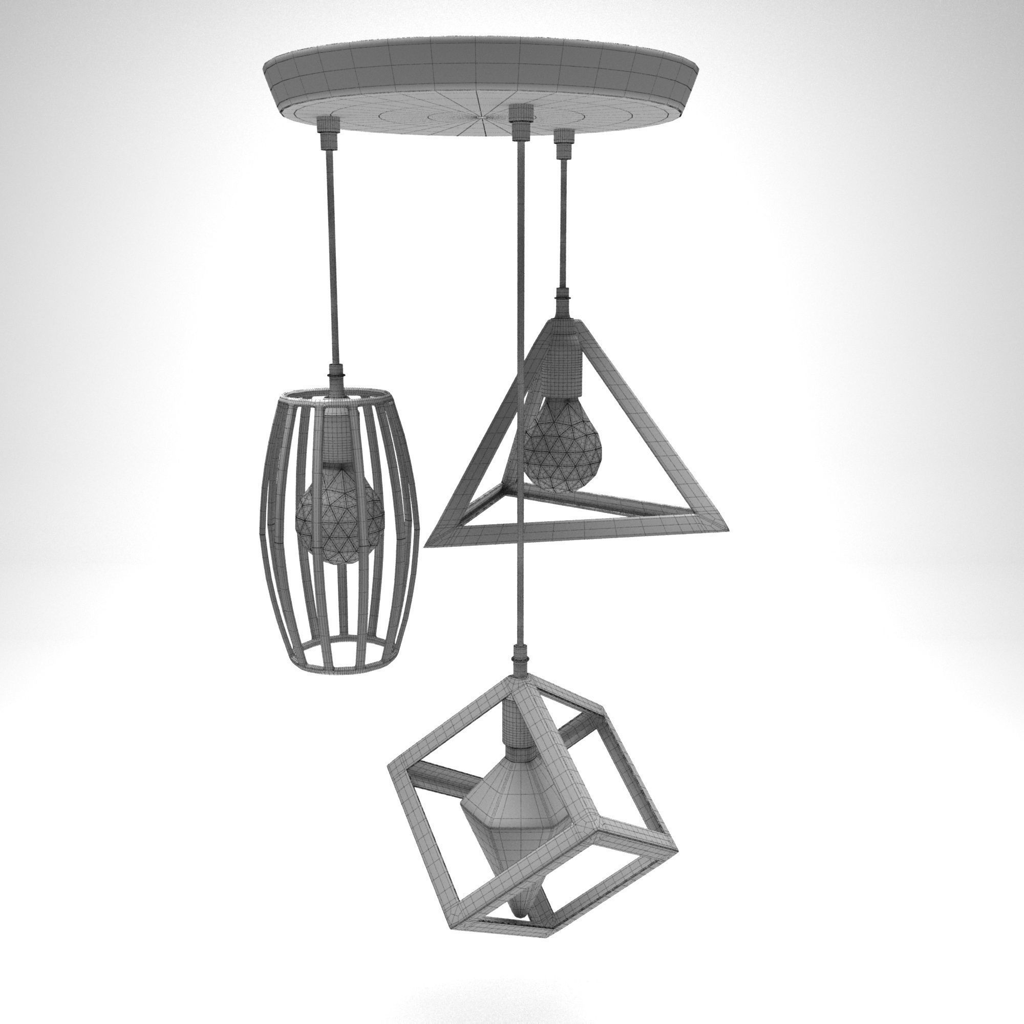 hi tech lamp Low-poly 3D model_5