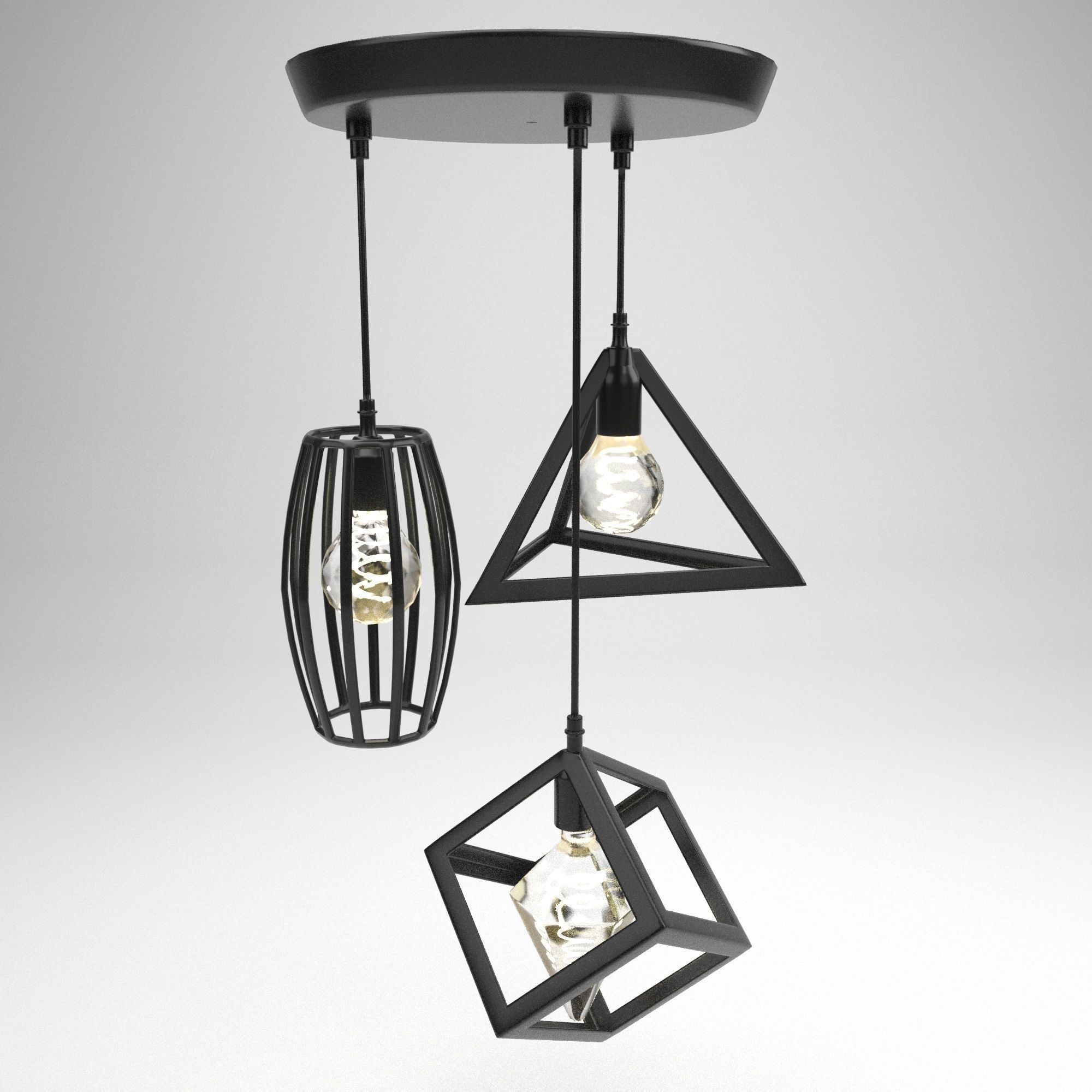 hi tech lamp Low-poly 3D model_1