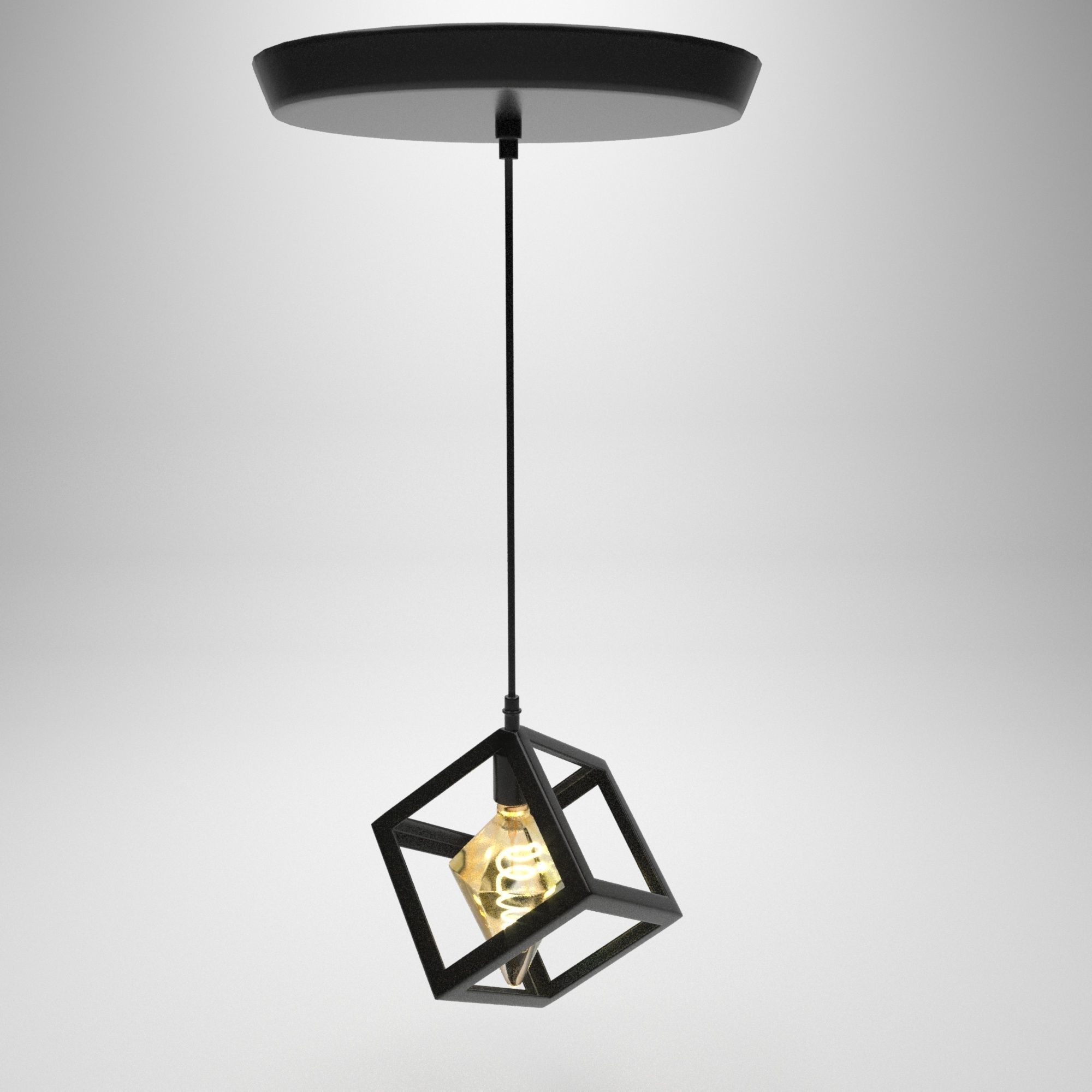 hi tech lamp Low-poly 3D model_3