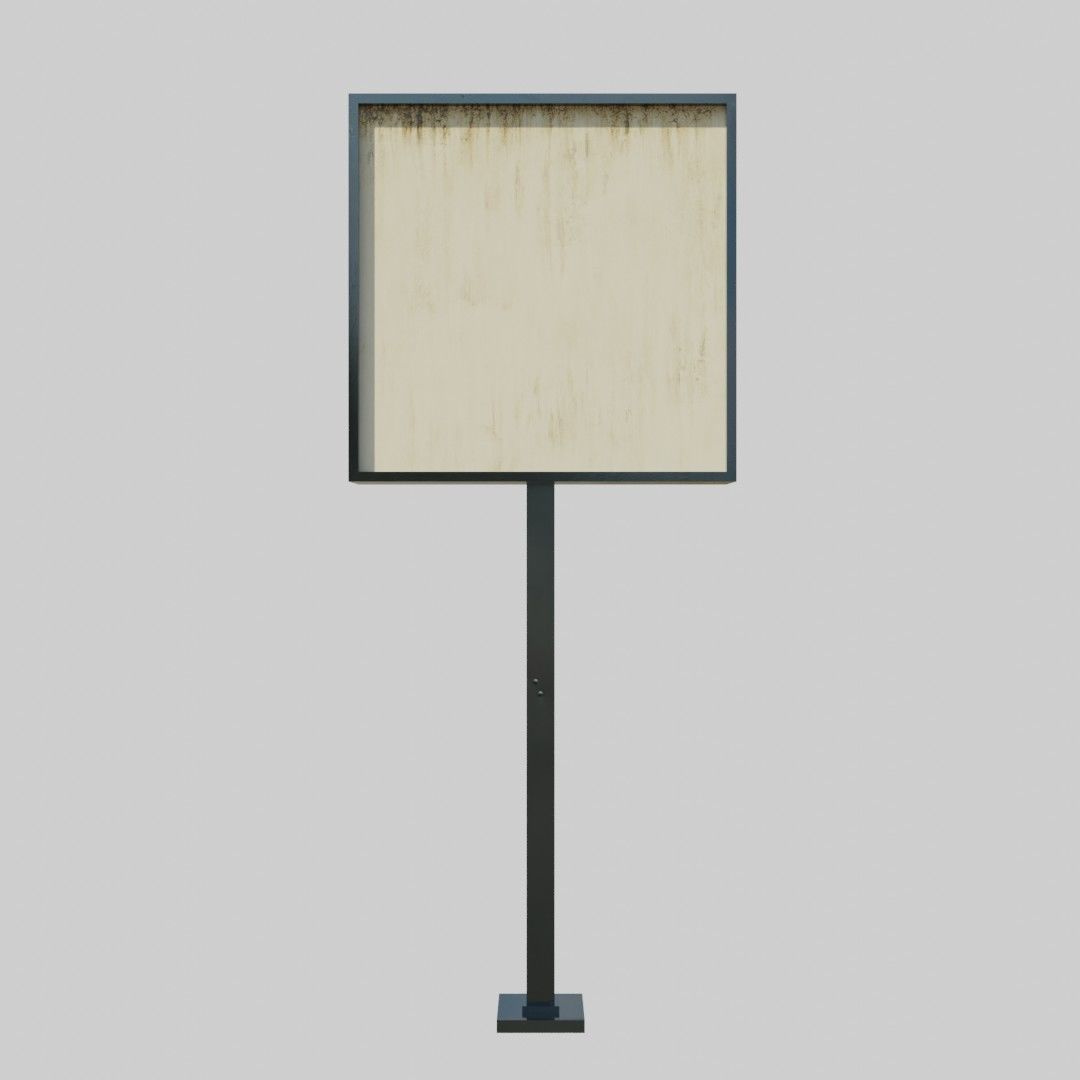 Billboards empty metal sign Low-poly 3D model_6