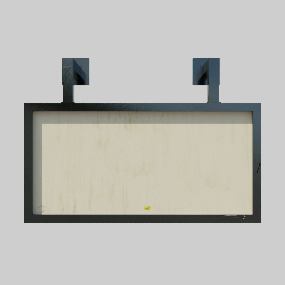 Billboards empty metal sign Low-poly 3D model_8