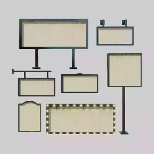 Billboards empty metal sign Low-poly 3D model