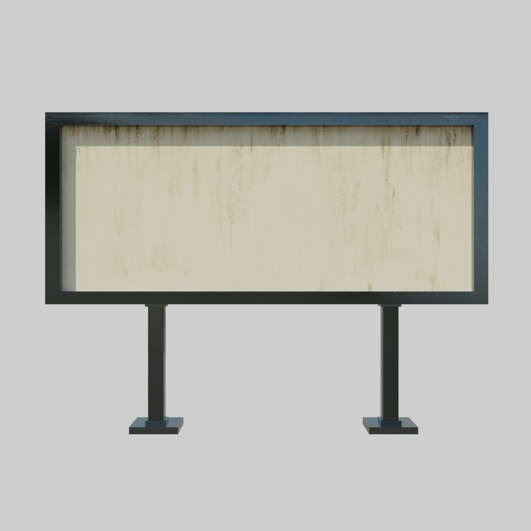 Billboards empty metal sign Low-poly 3D model_3