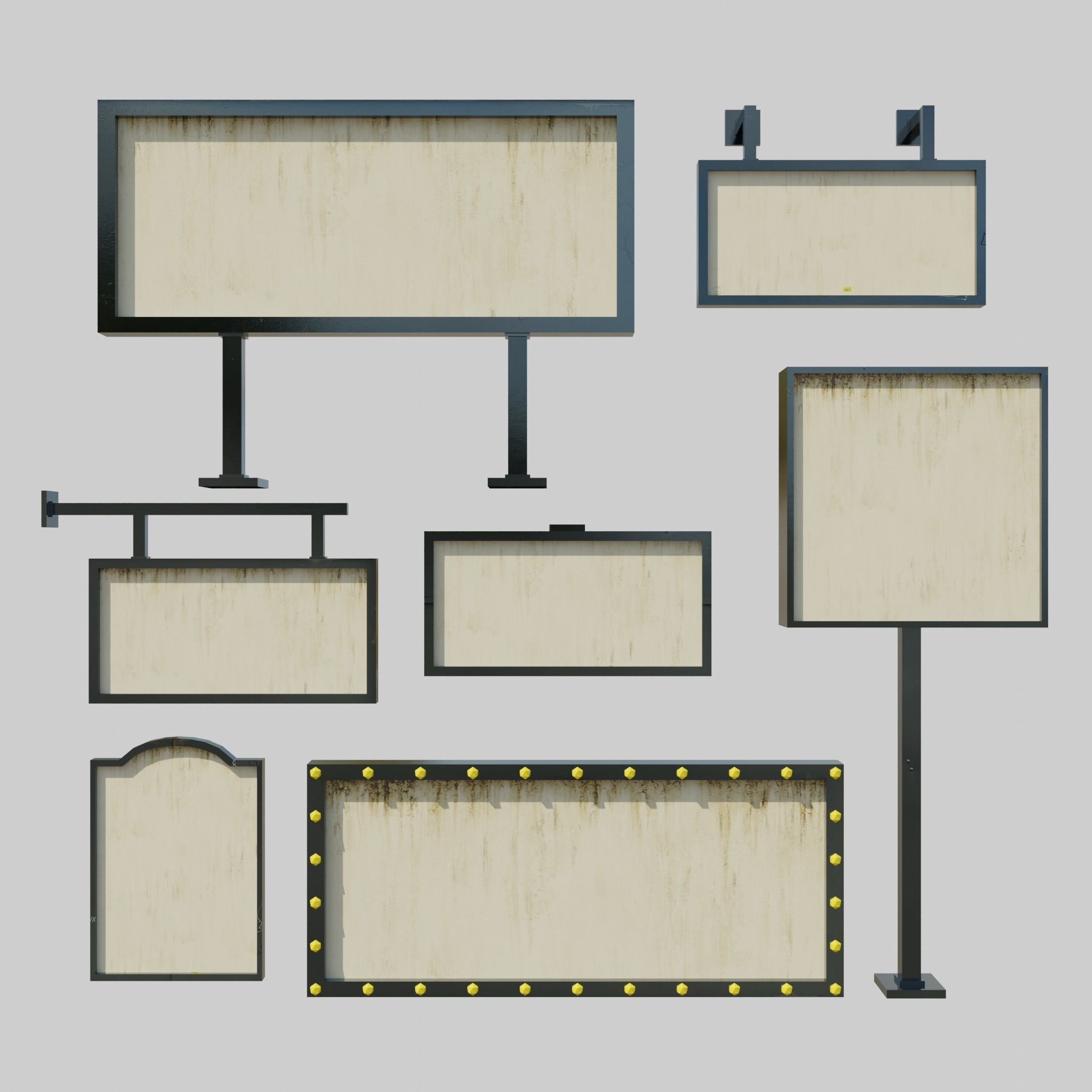 Billboards empty metal sign Low-poly 3D model_17