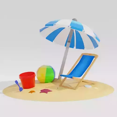 Hand Painted Stylized Beach Props