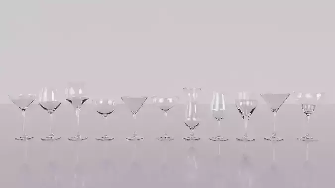 Cocktails Glasses Set 3D Models