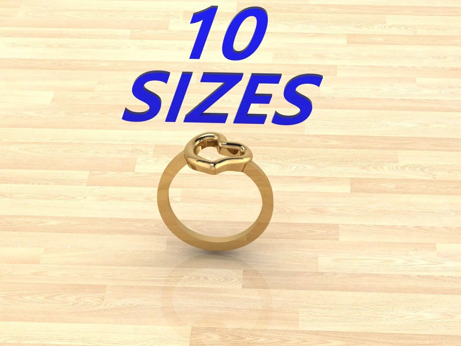 heart ring which gives love - 10 sizes 3D print model