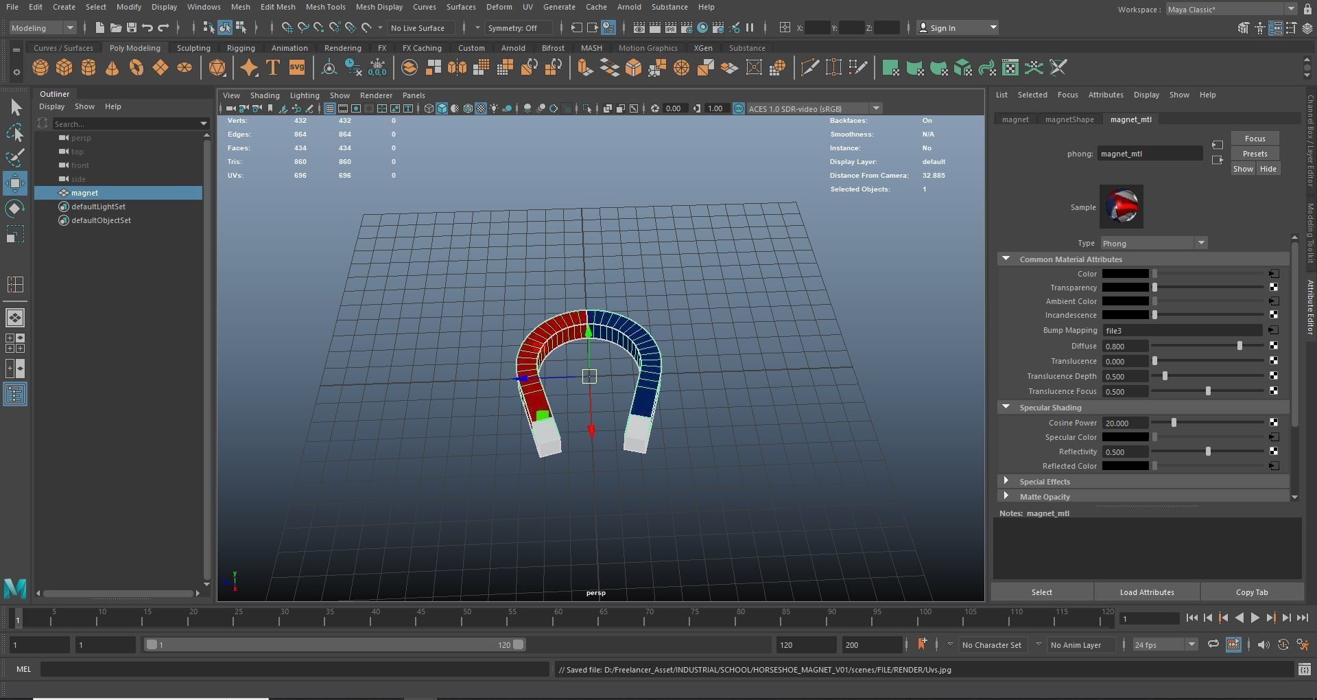 Horseshoe Magnet 3D Model PBR AR VR Low-poly 3D model_12