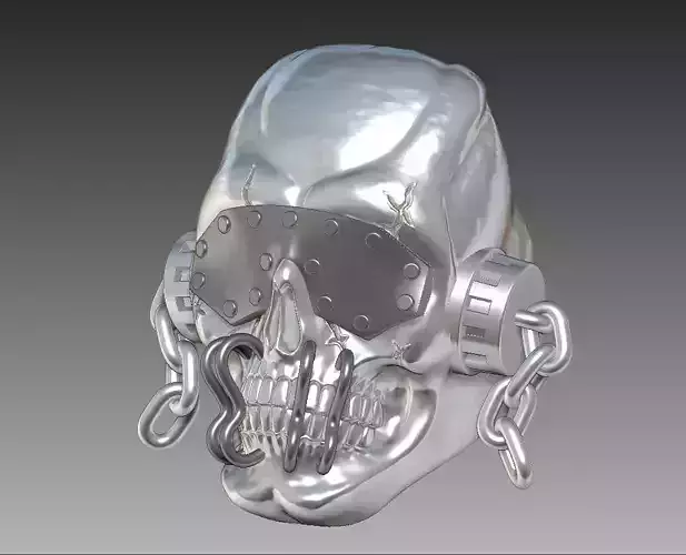 Skull in headphones ring