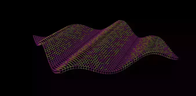 blocky waves background animation Low-poly 3D model