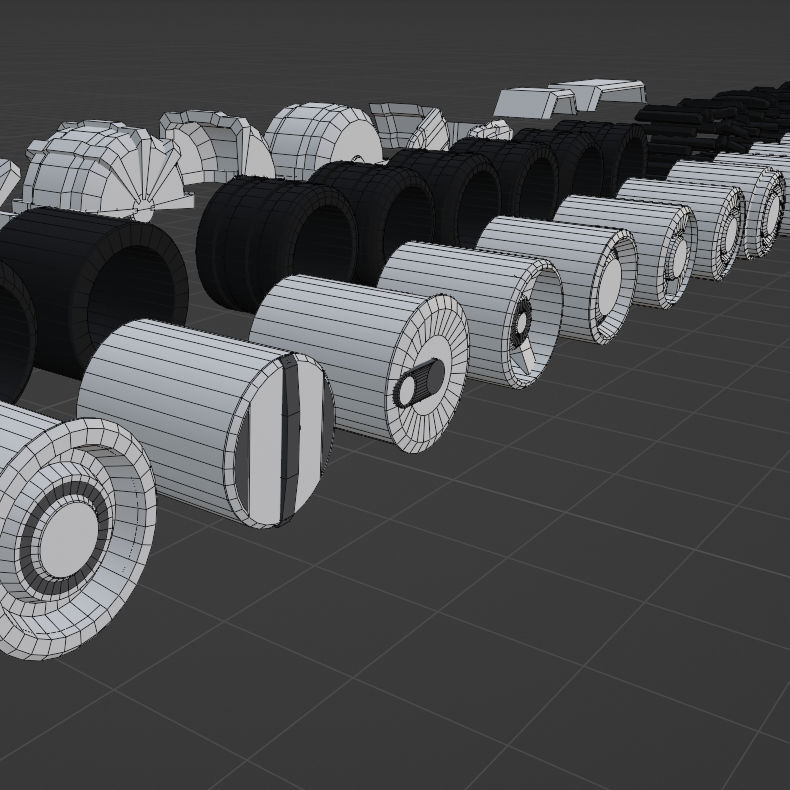 Lowpoly Scifi Vehicle Truck KitBash Low-poly 3D model_21