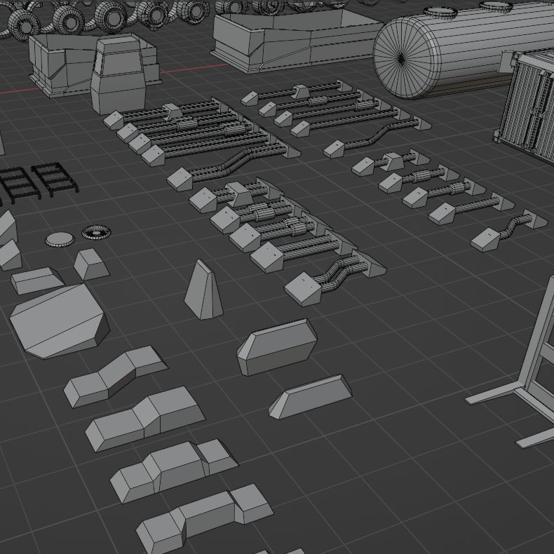 Lowpoly Scifi Vehicle Truck KitBash Low-poly 3D model_10