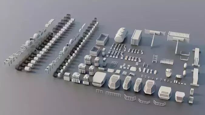 Lowpoly Scifi Vehicle Truck KitBash Low-poly 3D model Lowpoly Scifi Vehicle Truck KitBash Low-poly 3D model