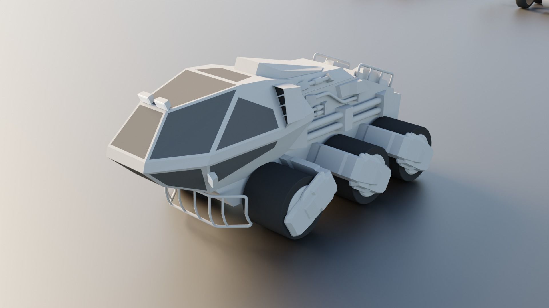 Lowpoly Scifi Vehicle Truck KitBash Low-poly 3D model_2
