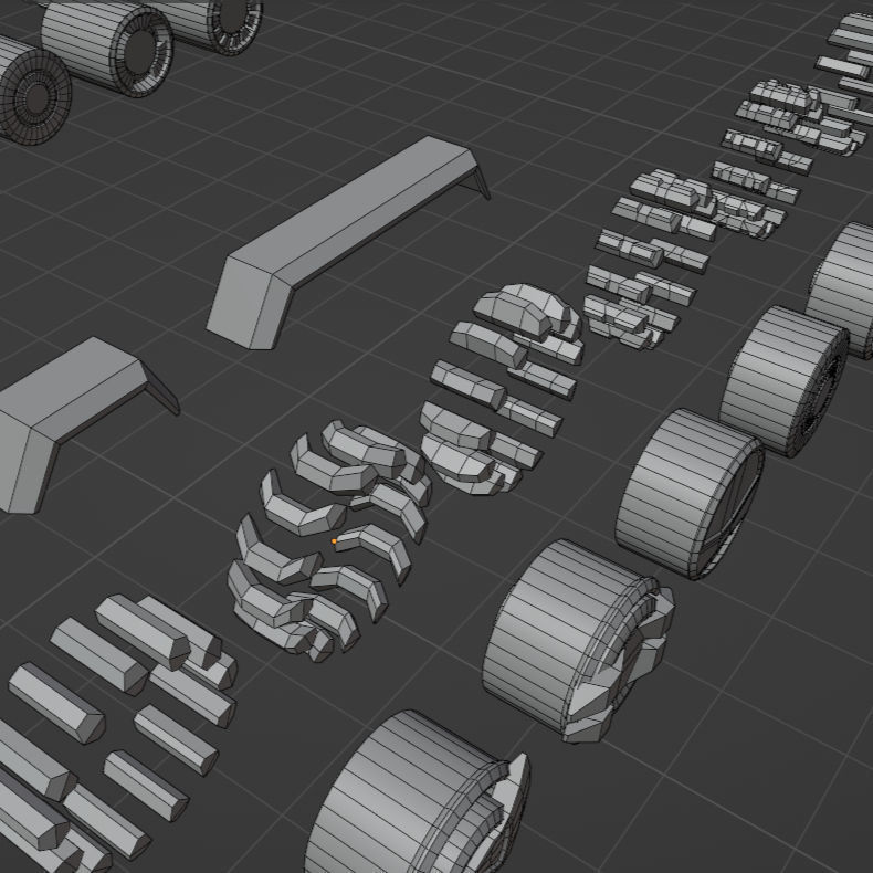 Lowpoly Scifi Vehicle Truck KitBash Low-poly 3D model_19