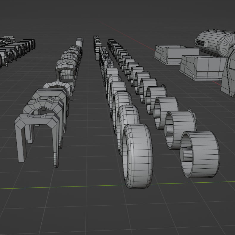 Lowpoly Scifi Vehicle Truck KitBash Low-poly 3D model_8