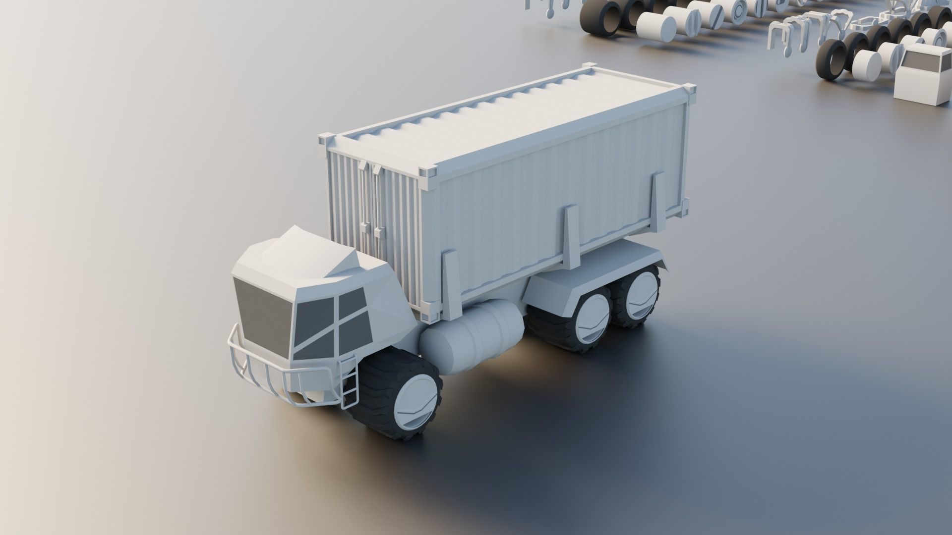 Lowpoly Scifi Vehicle Truck KitBash Low-poly 3D model_3