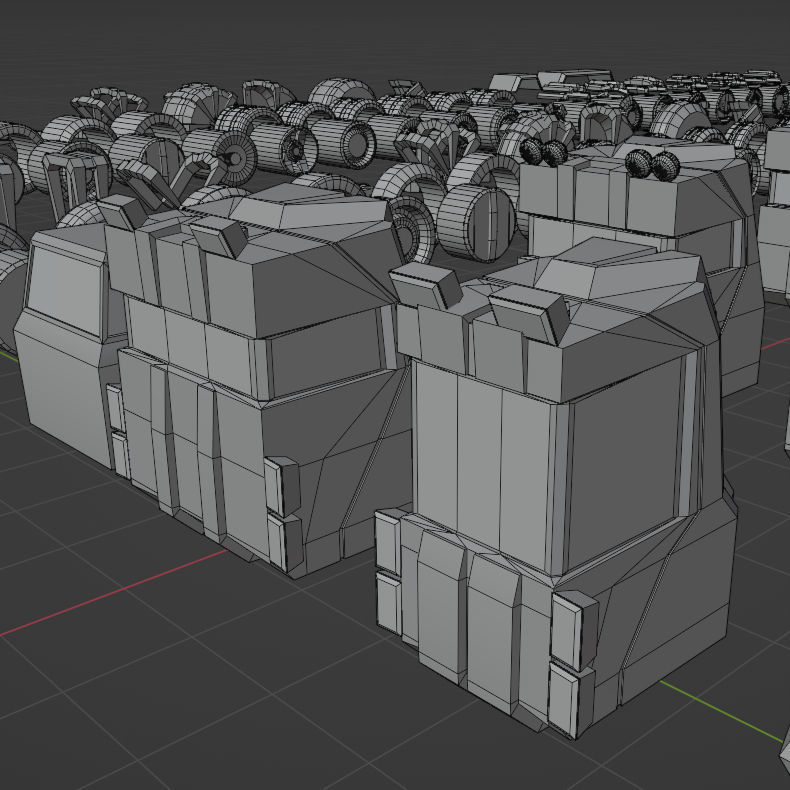 Lowpoly Scifi Vehicle Truck KitBash Low-poly 3D model_16