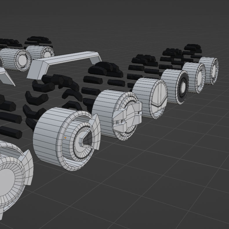 Lowpoly Scifi Vehicle Truck KitBash Low-poly 3D model_20
