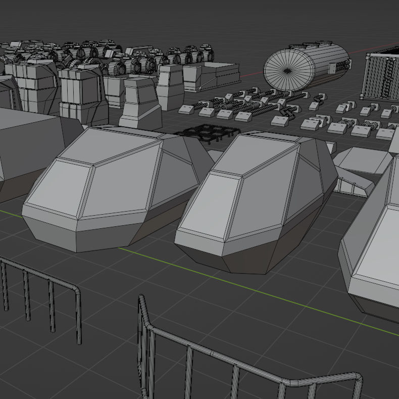 Lowpoly Scifi Vehicle Truck KitBash Low-poly 3D model_9