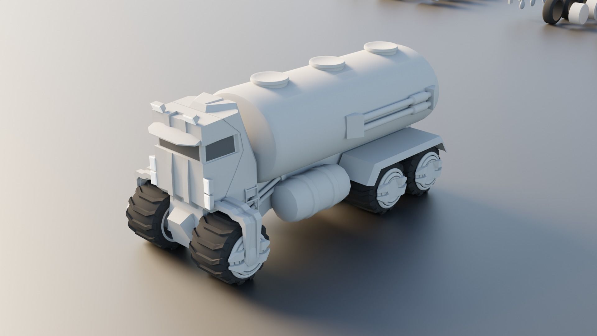 Lowpoly Scifi Vehicle Truck KitBash Low-poly 3D model_4