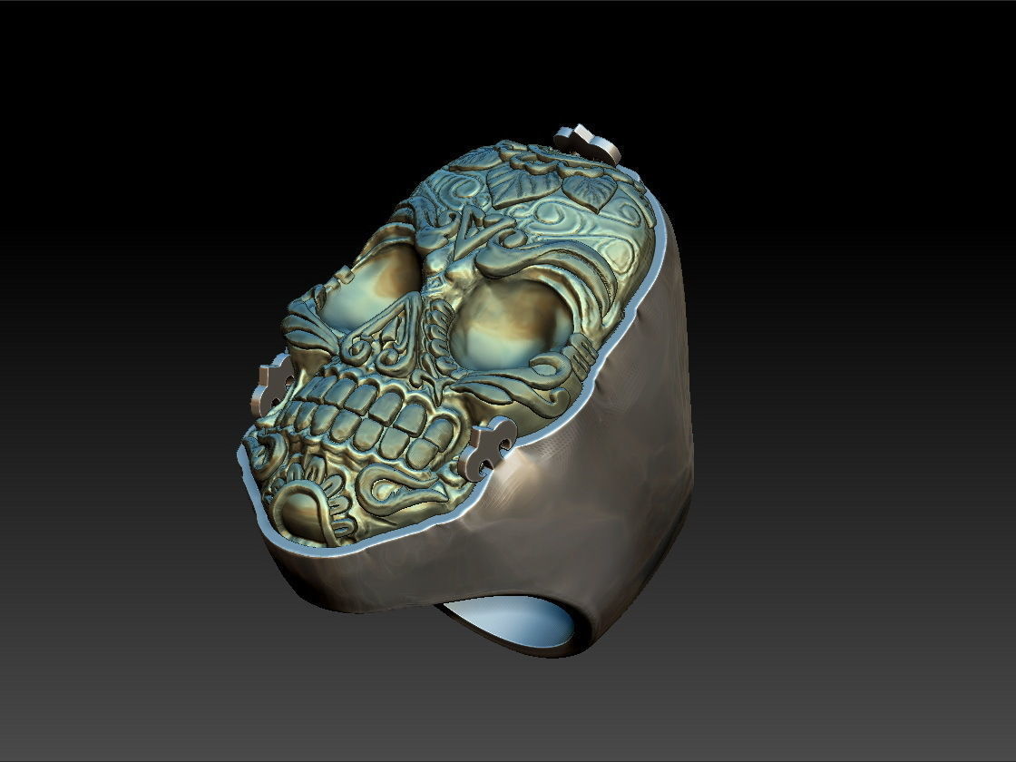 Skull bone ring 3D print model_8