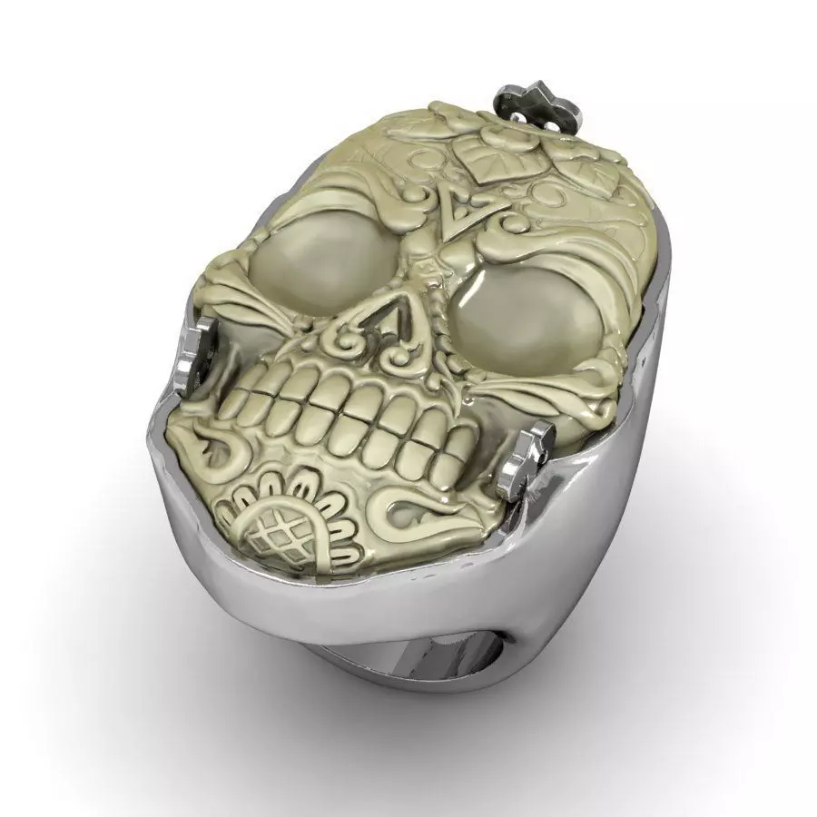 Skull bone ring 3D print model_0