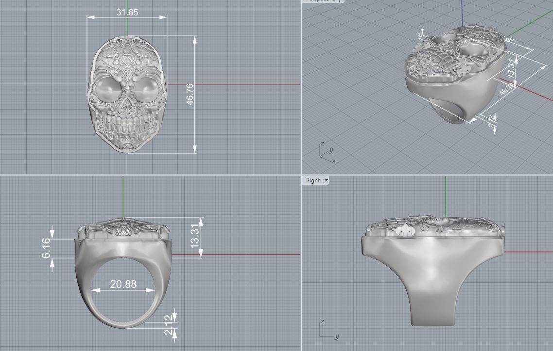 Skull bone ring 3D print model_16