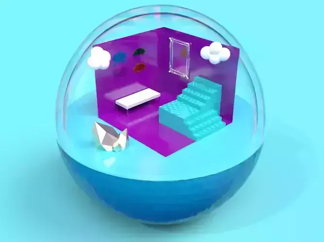 glassy home 3D model