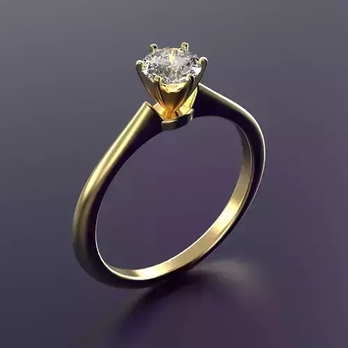solitare engagement ring 6 prong 006 3D print model
