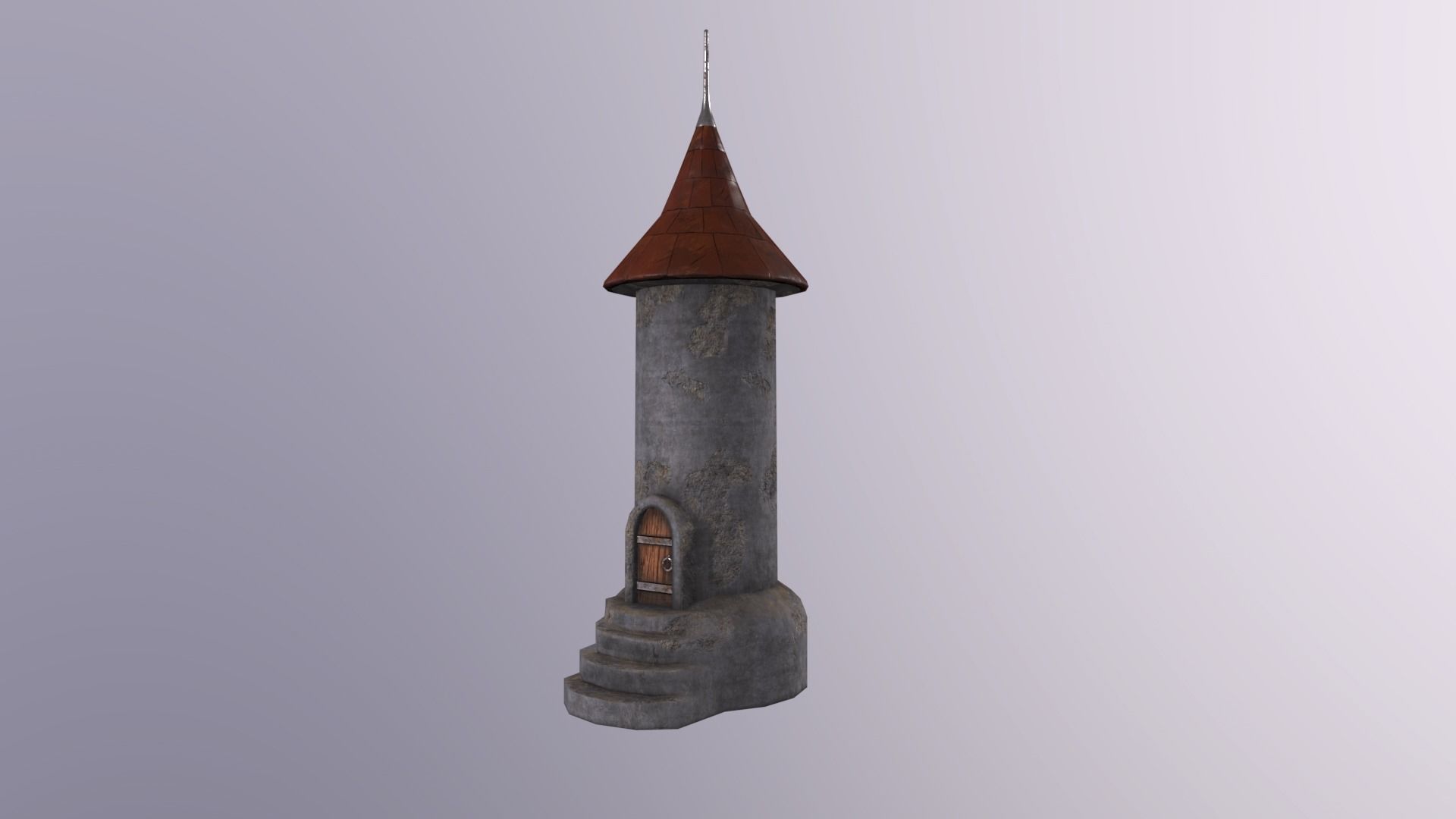 Medieval tower-3 Low-poly 3D model_2