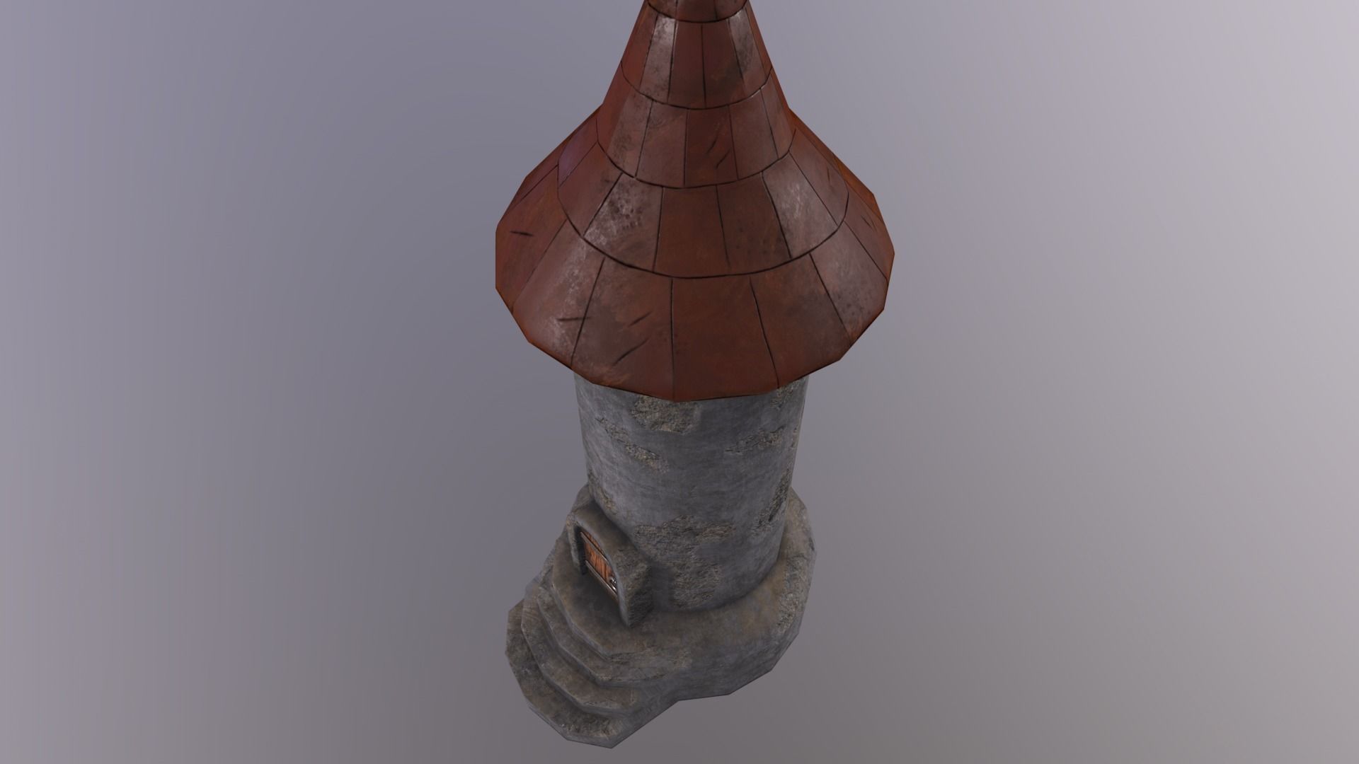 Medieval tower-3 Low-poly 3D model_8