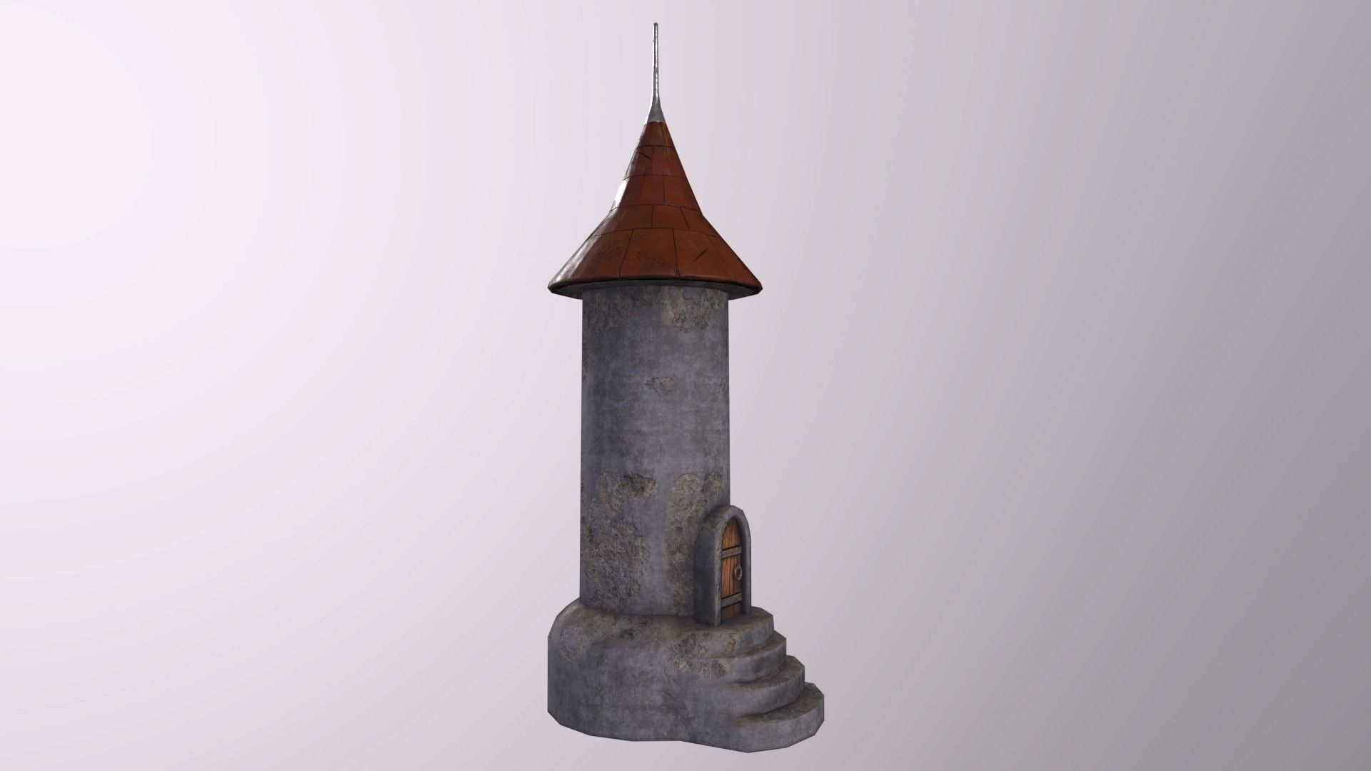 Medieval tower-3 Low-poly 3D model_5