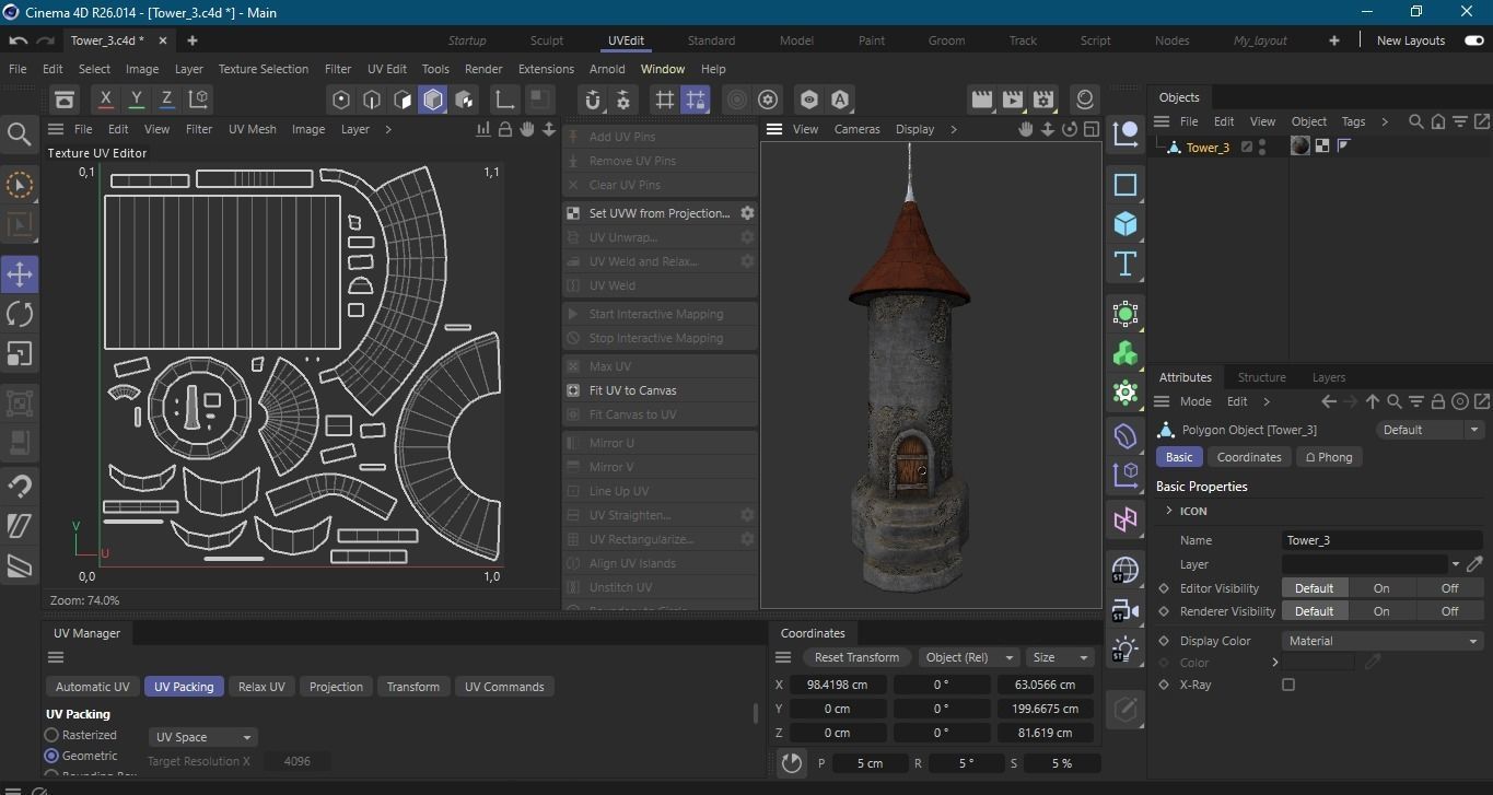 Medieval tower-3 Low-poly 3D model_11
