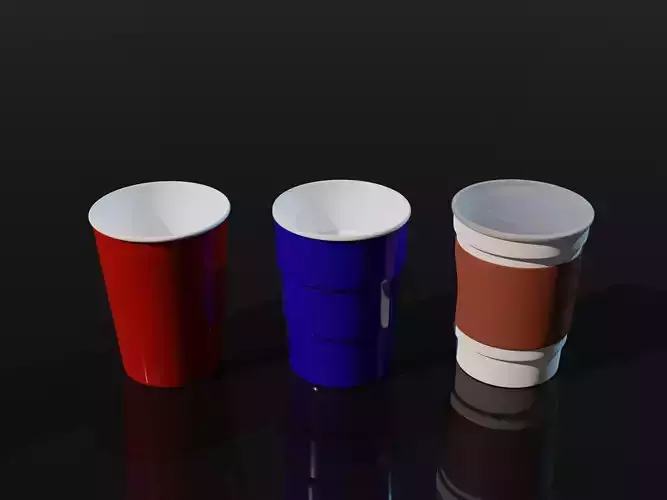 Low Poly Disposable Cups Asset