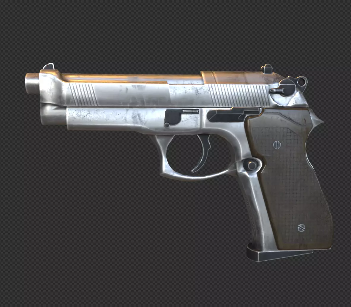 Pistol silver gun Free 3D model