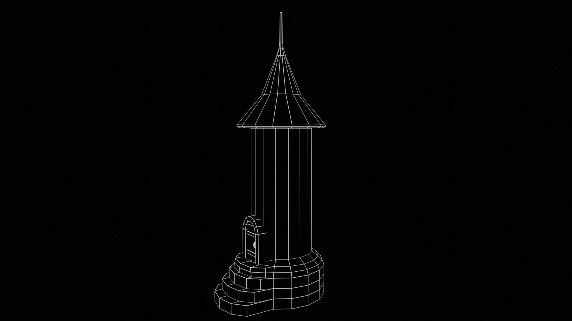 Medieval tower-2 Low-poly 3D model_14