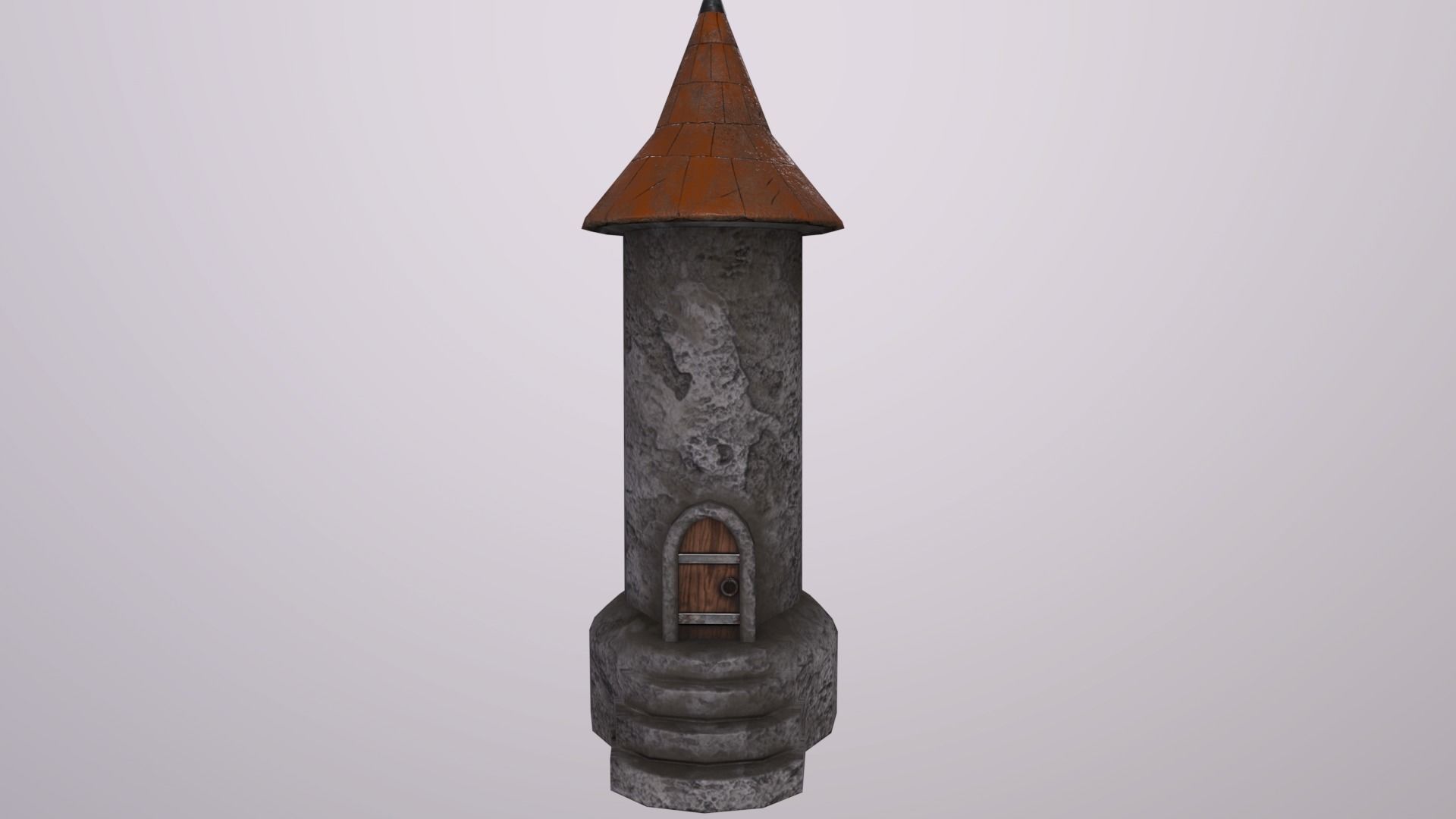 Medieval tower-2 Low-poly 3D model_7