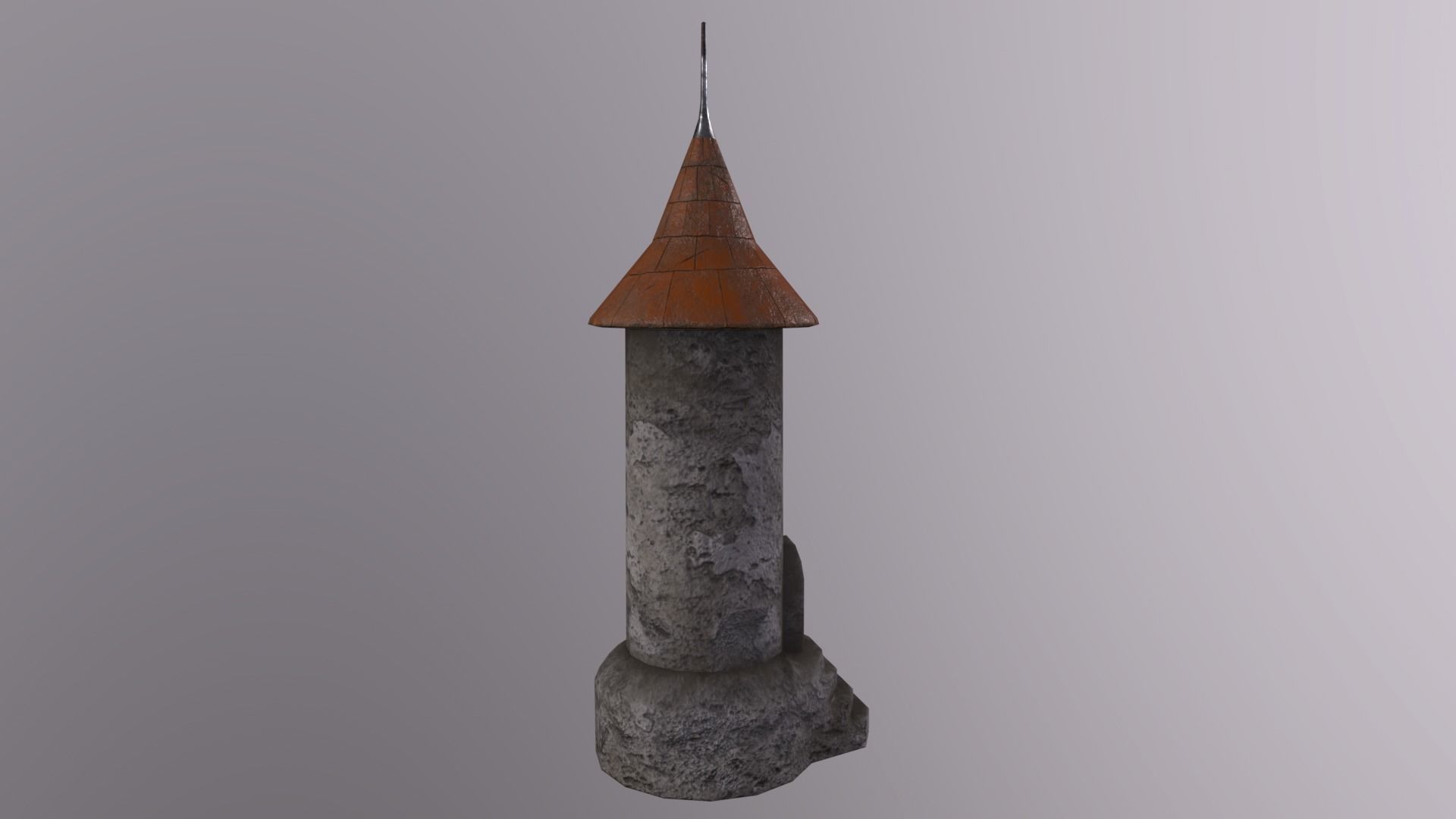 Medieval tower-2 Low-poly 3D model_9