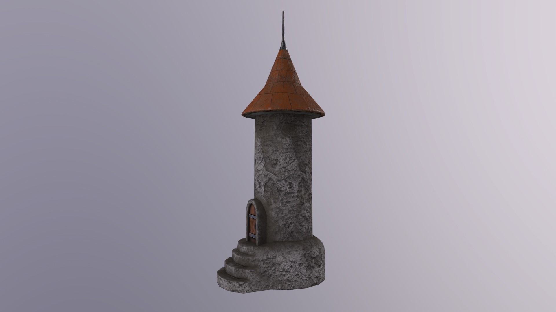 Medieval tower-2 Low-poly 3D model_2