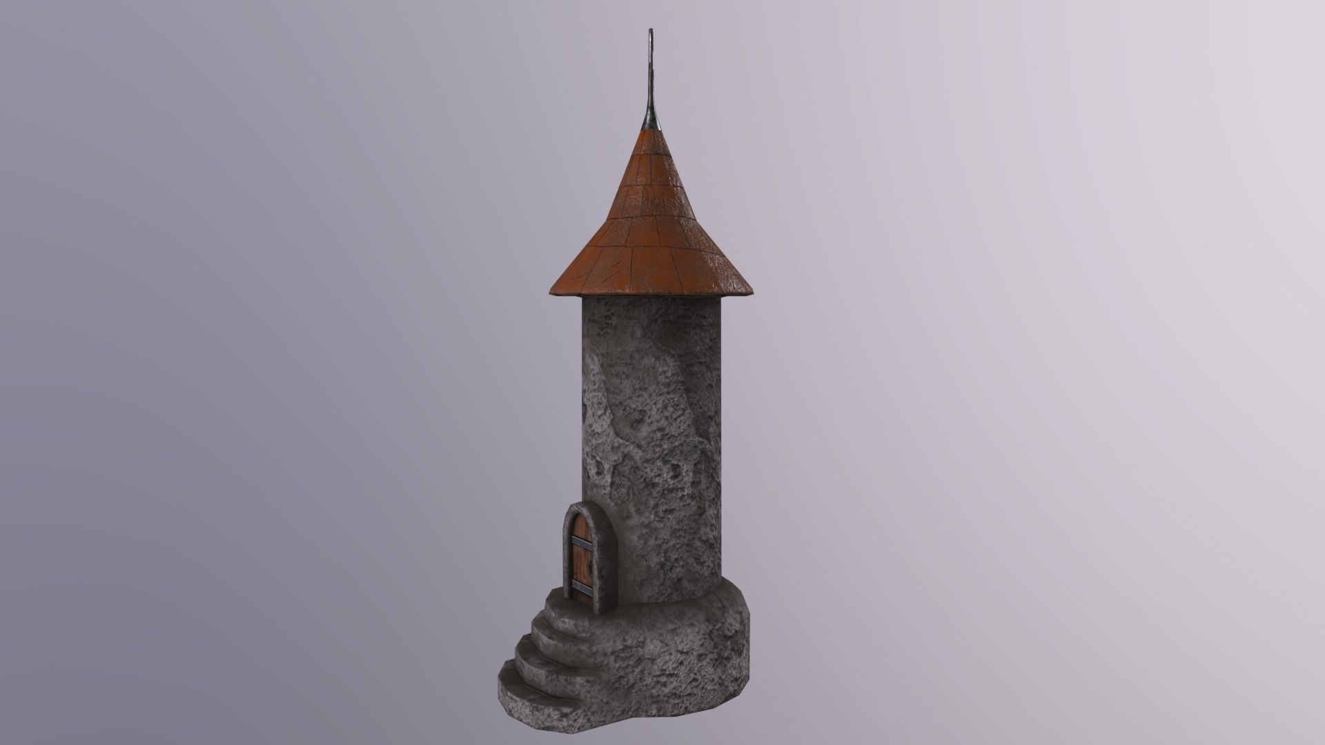 Medieval tower-2 Low-poly 3D model_6