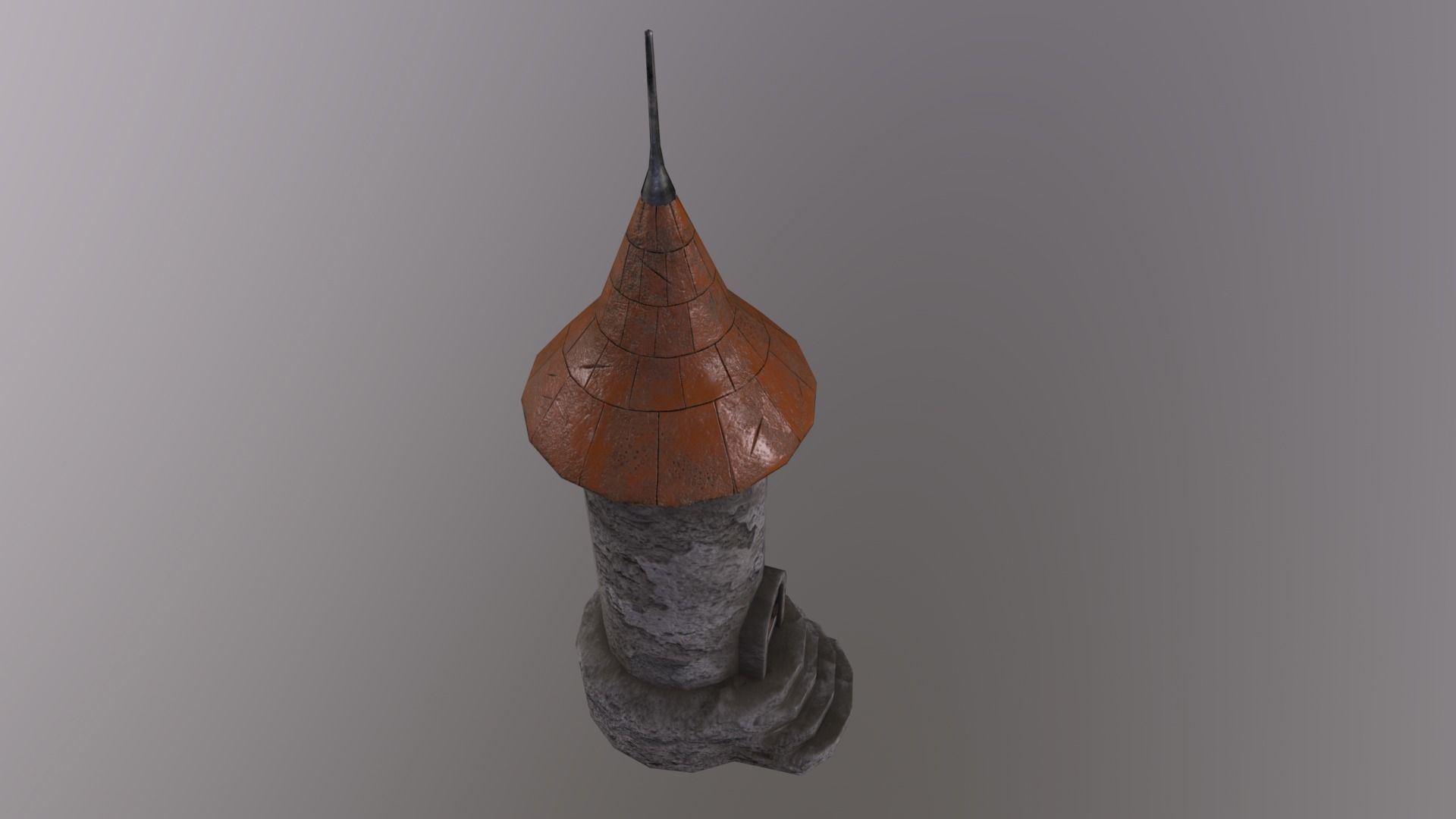 Medieval tower-2 Low-poly 3D model_4