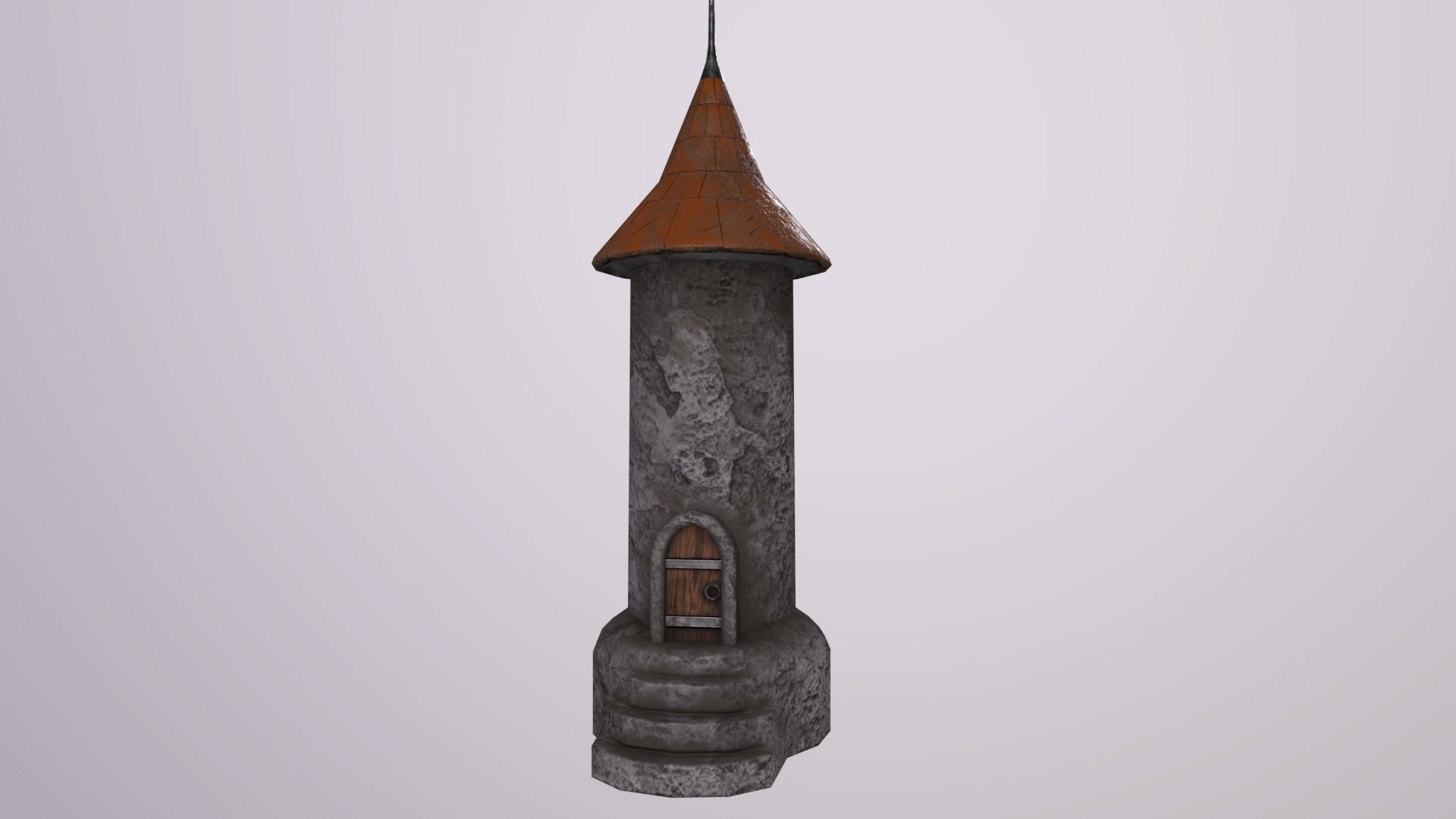 Medieval tower-2 Low-poly 3D model_1