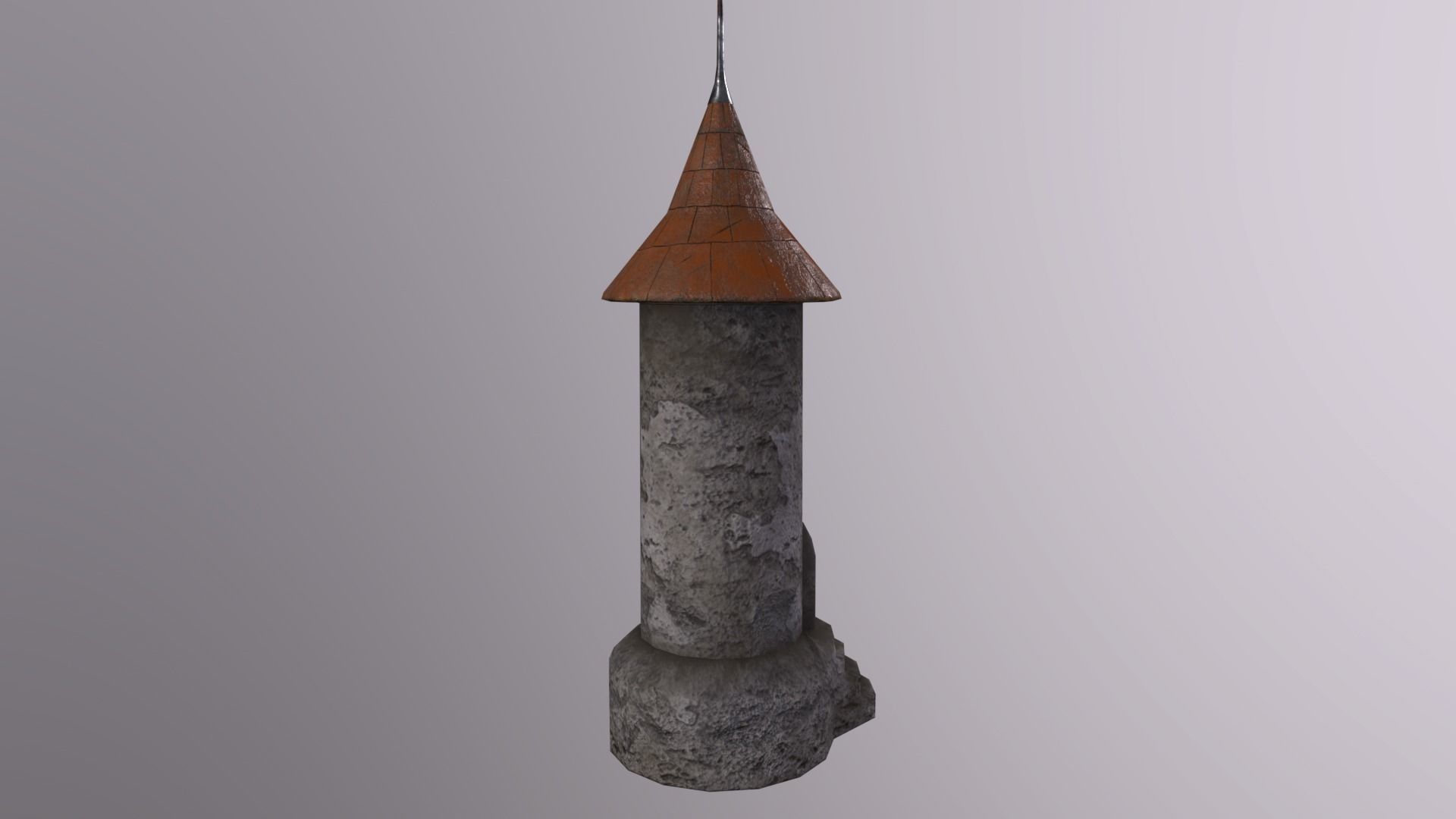 Medieval tower-2 Low-poly 3D model_3