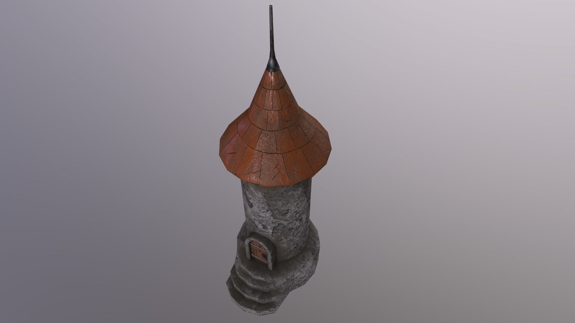 Medieval tower-2 Low-poly 3D model_5