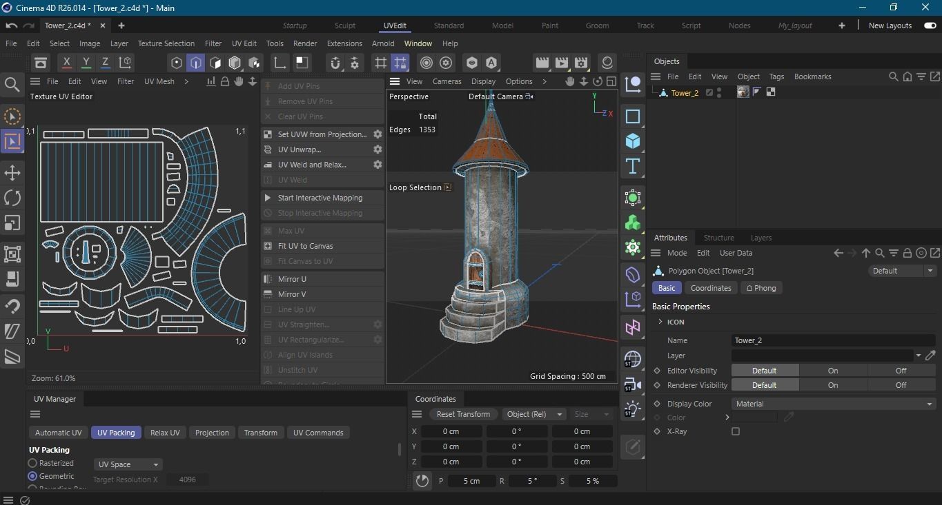 Medieval tower-2 Low-poly 3D model_10
