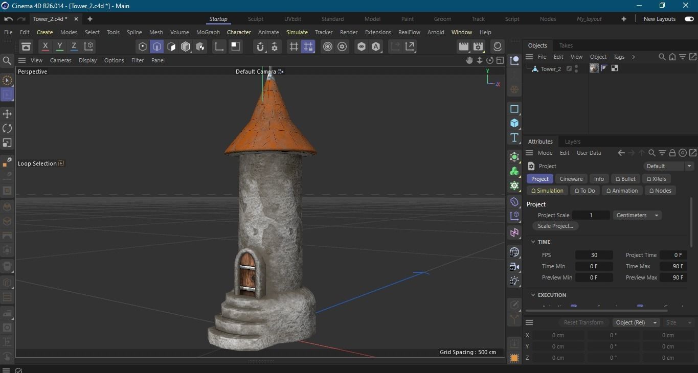 Medieval tower-2 Low-poly 3D model_13